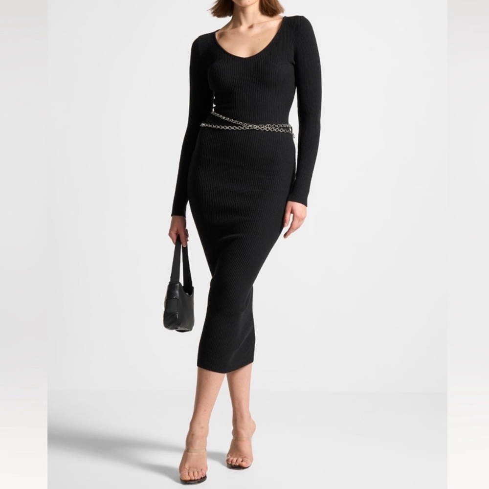 NWOT Manière De Voir Ribbed Midi Dress